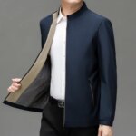 BROWON Brand Mens Daily Jacket Casual Solid Color Stand Collar Work Business Wear-resistant Autumn Jacket for Male Commuting
