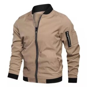 Zip Up Coat with Pockets Clothing Spring Autumn Men's Zipper Bomber Jacket Casual Lightweight Jacket For Men Sports Windbreaker