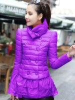2023 Women's Winter Warm Stand Collar Parkas Female Slim Splicing Wooden Ear Edges Fashion Cotton Padded Jacket Coat