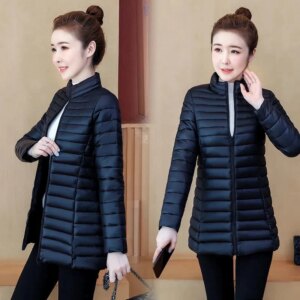 6XL Mother Coat Mid-Long Down Cotton Jacket women's Short Slim Fit Mid-Elderly coat spring Autumn Winter Padded jacket Out Wear