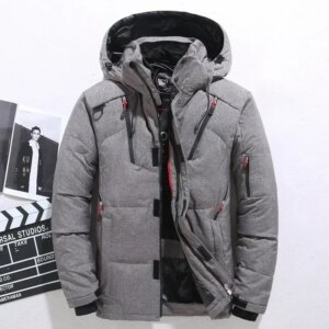 Warm Padded Snow Coat Men Down Jacket Hooded Outdoor Thick Parka -20 Degree Male White Duck Down Jacket Oversized Winter Parkas