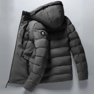 Mens Winter Hooded Jacket Cotton Padded Parka Coat Men's New Fashion Down Cotton Jacket Korean Style Casual Mens Overcoat