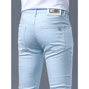 2024 Spring and Autumn New Fashion Solid Color Straight Leg Stretch Jeans Men's Casual Slim Comfortable Breathable Denim Pants