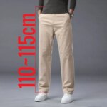 190 Cm Tall Men's Pants Summer Straight Chino Trouser Male Stretch Cotton Office Work Extra Long Leg Length 115 110cm Lengthed