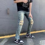 2023 Y2K Fashion Stretch Slim Ripped Jeans Pants For Men Clothing Ankle Zipper Vintage Skinny Biker Denim Trousers Ropa Hombre