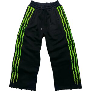 Claw Triple Stripe Fluorescence Sweatpants Y2K Streetwear Hip Hop Personality Glow Casual Pants Cotton Drawstring Joggers