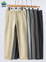 2025 New Summer Thin Ankle Length Pants Men Khaki Solid Color Jogger Outdoor Business Work Korean Taper Casual Trousers Male