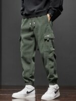 Spring Autumn New Style Elastic Waist Casual Pants for Men Stretch Straight Drawstring Harem Jogging Sports Long Pants Male