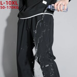 10XL 9XL Straight Sweatpants Men Waterproof Spring Autumn Nylon Stretch Long Trousers Male Casual Track Pants Plus Size 8XL