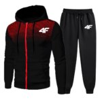 Men's Tracksuits Print Casual Round Dot Zipper Jacket+Jogging Sweatpants 2 Piece Set Daily Hooded Sweatshirt Clothing Hot Sales