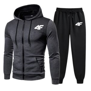 Casual Men's Tracksuits Printing Round Dot Zipper Hoodies+Jogging Pants Two Piece Set Mens Coat Sweatshirt Trend Street Clothing