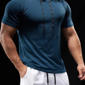 Men's Running Fitness Sports Shirts Tops Muscle Training T-shirt Short Sleeve Hoodies Outdoor Cycling Training Hoodie Clothes