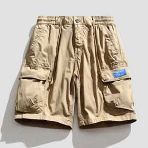 Men Summer New Casual Vintage Classic Cotton Cargo Shorts Men Multi Pocket Bermuda Beach Shorts Outwear Solid Jogger Shorts Male