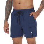 Men's Swim Trunks Quick Dry Swimwear Surf Swimwear with Zipper Pockets and Mesh Lining