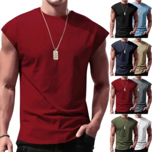 UETEEY Bodybuilding Sports Tank Tops Men Gyms Fitness Workout Sleeveless T Shirt Male Summer Loose Undershirt Running Man Vests