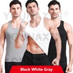 3 Pieces  Men Cotton Black Bottom Tops Undershirt Sleeveless Shirts White Fitness Singlets Gray Vest Sweatshirt M L XL 2XL 3XL