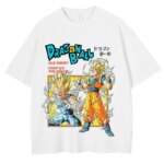 Men Tshirt Streetwear Anime Dragon Ball Graphic T-Shirt Harajuku Summer Cotton T Shirt Hip Hop Tops Tees White Cartoon Printed