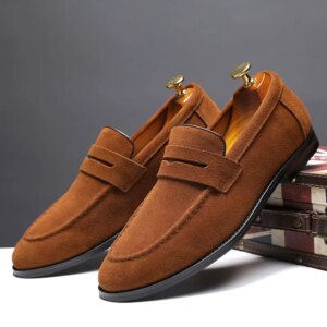 Fashion Men's Casual Shoes Suede Genuine Leather Mens Slip-on Light Comfortable Driving Loafers Moccasins Men Party Wedding Flat