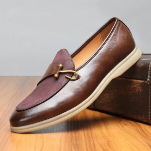Brand Men's Casual Leather Shoes Mens Fashion Patchwork Party Wedding Loafers Moccasins Men Slip-on Comfortable Driving Flats
