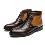 Fashion Men Casual Leather Color Block Chelsea Boots Classic Mens Casual Dress Business Shoes Comfortable Men Ankle Boots Male