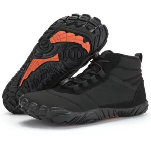 Men Non-slip Hiking Shose BareFoot Boots Winter Waterproof Snow Boots Outdoor Walking Shoe Warm Fur Ankle Leisure