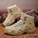 Men Tactical Boots with Straps for Combat Training Waterproof Straps Outdoor Hiking Breathable Shoes Multifunctional Motorcycle