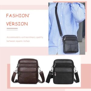 Multifunctional Men Messenger Bags Cowhide Leather Cell Phone Belt Pack Simple Portable Multi-pockets Casual for Outdoor Sport