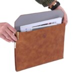 A4 Folder Thickened PU Leather Business Briefcase File Bag with Print Pattern Logo School Office Storage Organizer