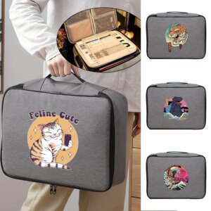 Handbag Men Business Storage Credentials Credit Card Briefcase Japan Cat Print Documents Organizer Travel File Lockbox Woman Bag