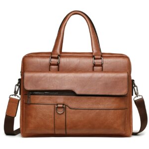 14 Inch Laptop Bag Men Briefcase Bag High Quality Business PU Leather Shoulder Messenger Bags Office Handbag