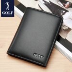 GOLF Men's Wallet Leather Flap Purse Black Money Clip Small Card Vertical Short Wallet for Men Coin Cardholder Anti Theft Brush