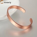 Vinterly Pure Copper Bracelets for Women Men Unisex 8mm Wide Adjustable Cuff Bangles Female Resizable Jewelry Soft Solid Copper