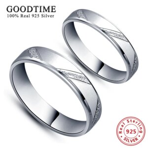 Trendy Wedding Ring Pure 100% 925 Sterling Silver Micro Scrub Couple Band Jewelry Accessories Gift for Women / Men Lovers