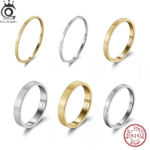 ORSA JEWELS Genuine 925 Sterling Silver 1mm 2mm 3mm Rings Simple Smooth Surface Daily Ring for Women Men Gift 5-9 Size OAPR33