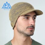 AONIJIE M33 Unisex Warm Wool Knitted Hat Short Brim Baseball Cap Soft Equestrian Style Winter Cap Protects Ears Ideal for Runnin