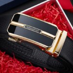 Men's leather belt with automatic buckle, fashionable belt, high-end business belt