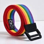 Unisex Canvas Belt Men Stripe Rainbow Metal Double Ring Buckle Jeans  Student - Belt Designer Belt for Women