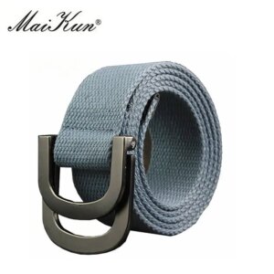 Maikun Men's Canvas Belts for Women Tactical Belt for Military Jeans Double Ring Buckle Belts
