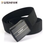 TUSHI New Alloy Quick Release Buckle Tactical Belt Durable Elastic Canvas Belts For Men Outdoor Stretch Army Belt Training 125cm