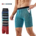 Men Quick Dry Compression Marathon Running Shorts with Zipper Pockets Gym Workout Basketball Training Shorts Built-in Mesh Liner
