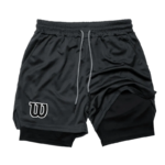 Men 2 in 1 Double Layer Running Shorts Sports Casual Gym Workout Brand Mesh Breathable Basketball Shorts Tight Sportswear Summer