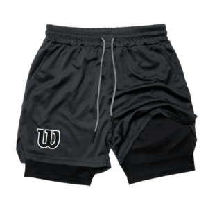 Men 2 in 1 Double Layer Running Shorts Sports Casual Gym Workout Brand Mesh Breathable Basketball Shorts Tight Sportswear Summer