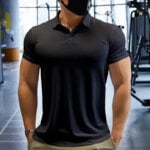Men Short Sleeve Running T-shirt Outdoor Fitness Muscle Fit Shirt for Male Gym Jogging Sports Tops Tennis Elastic Breathable Tee