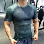 2022 Men Gym Tshirts MAN Printed Tights Training Shirts Quick Dry Sports Men Compression Shorts Sleeves Running New Tee