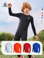 Kelme Children's Tights Suit Men And Girls Sports Training Clothing Breathable Soccer Fitness Bottoming T-shirt Kids Warm Sports