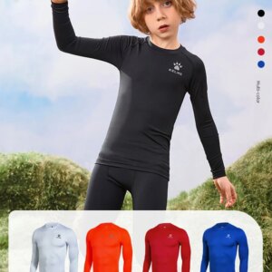 Kelme Children's Tights Suit Men And Girls Sports Training Clothing Breathable Soccer Fitness Bottoming T-shirt Kids Warm Sports