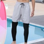 Men Double-deck 2 in 1 Sportswear Jogging Trousers Gym Training Tracksuit Workout Sport Sweatpants Compression Running Pants