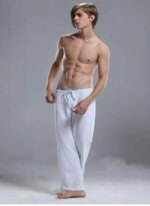 Free shipping men belt  yoga sports fitness leisure home cotton straight trousers  Men's pajama pants