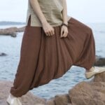 Cotton Linen Baggy Men Harem Pant Indian Hippie Crotch Pant Yoga Mediation Casual Workout Fitness Jogger Travel Pant Sweatpants