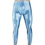 Sexy gloss Men's leggings Tight Sports pants Shining smooth Penis Bulge Pouch Thermal Fitness yoga pants